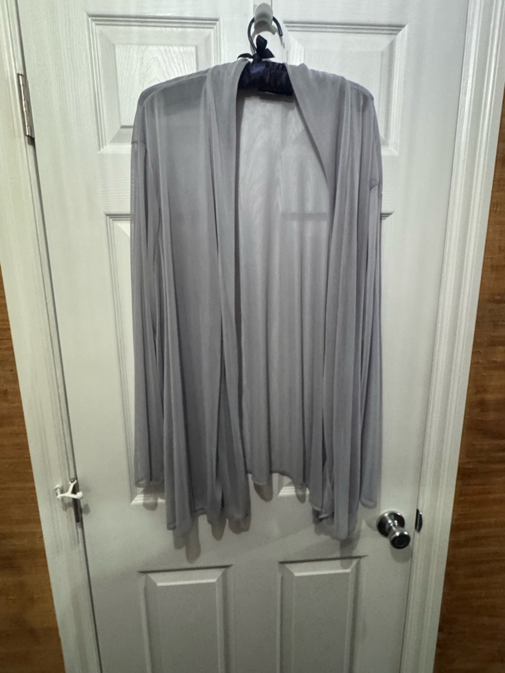 Light Gray Open-Front Draped Cardigan
